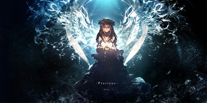 Girl with glowing orb and wings