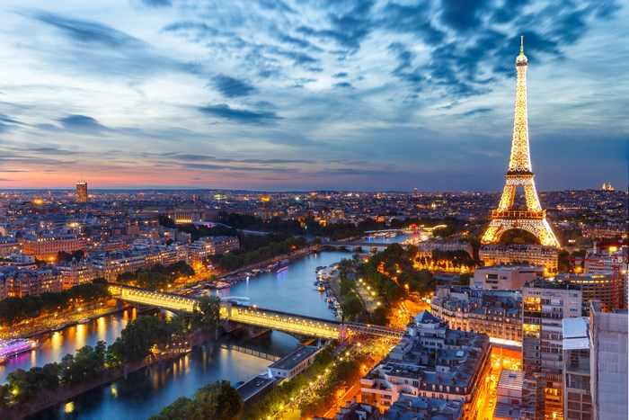 Eiffel Tower and Seine River at Dusk, Paris