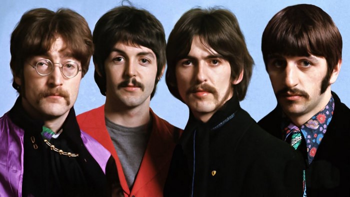 Iconic Portrait of The Beatles with Mustaches