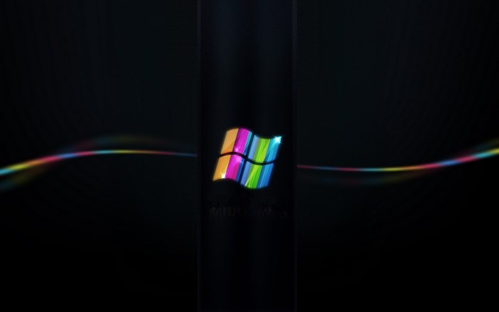 Windows logo with rainbow light streaks