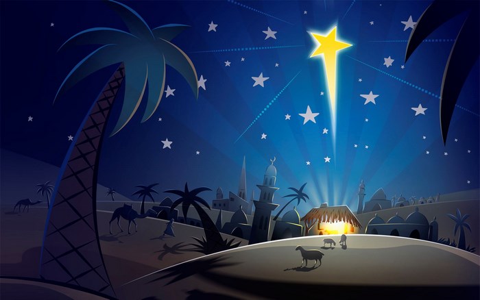 Nativity scene with the Star of Bethlehem