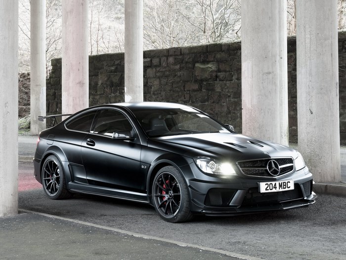 Black Mercedes-Benz C63 AMG Coupe with Spoiler