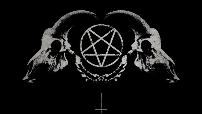 Occult Pentagram and Goat Skulls