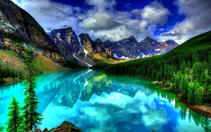 Moraine Lake with Mountains and Forest