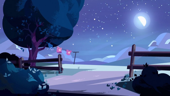 Steven Universe night landscape with laundry