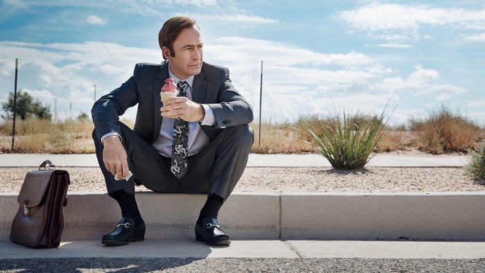 Saul Goodman from Better Call Saul eating ice cream