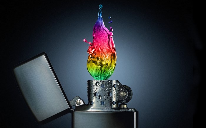 Metal Lighter with Vibrant Rainbow Flame