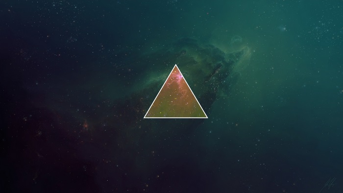 Triangle overlay on space nebula wallpaper