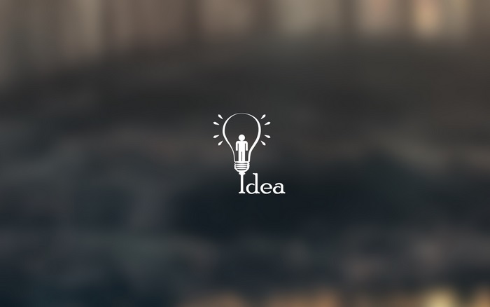 Light bulb with person inside and "Idea" text
