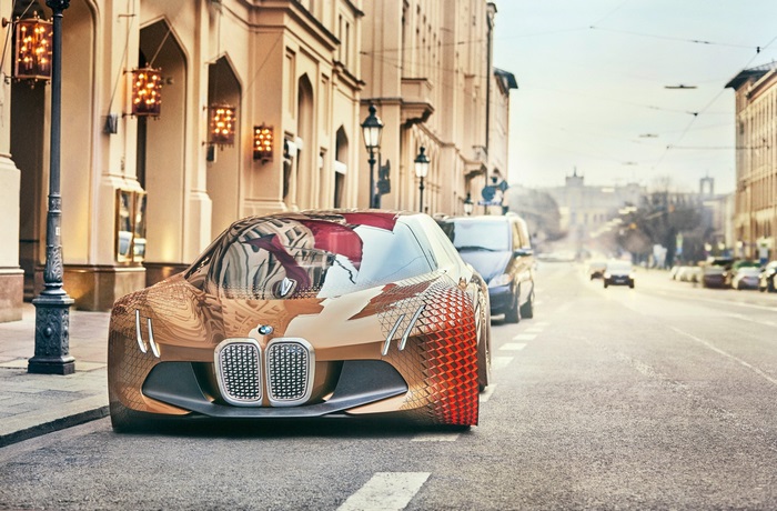 BMW Vision Next 100 concept car on city street