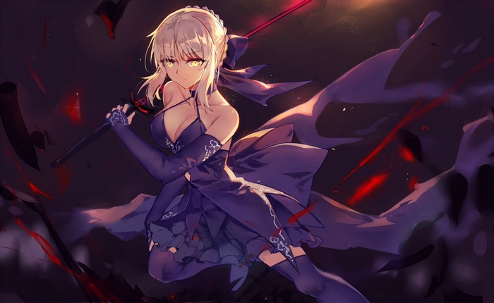 Saber Alter from Fate/Grand Order holding a sword