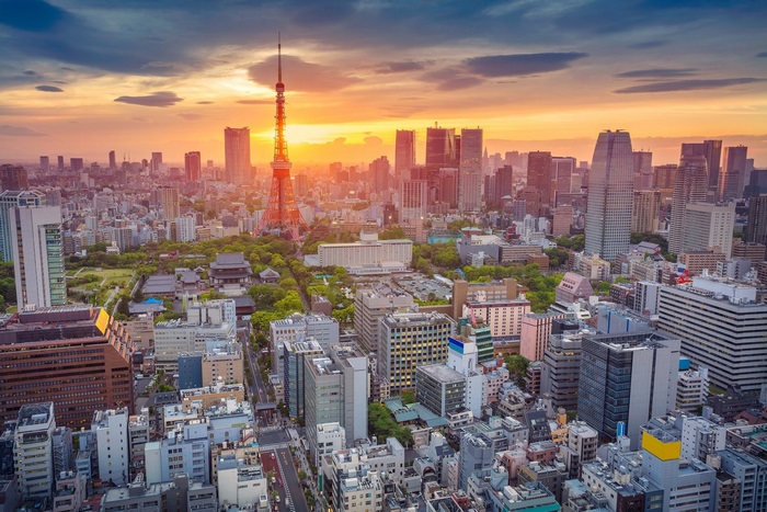 Tokyo cityscape with Tokyo Tower at sunset