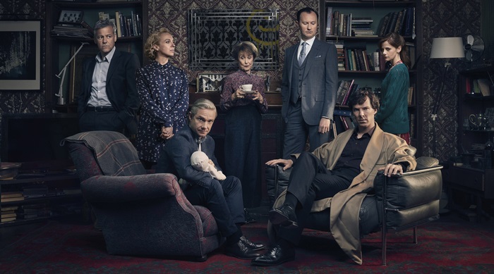 Sherlock cast in a room