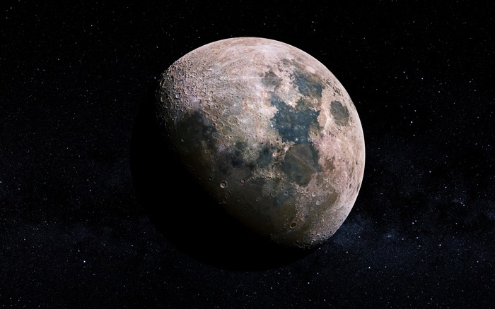 Moon in space with stars 4K