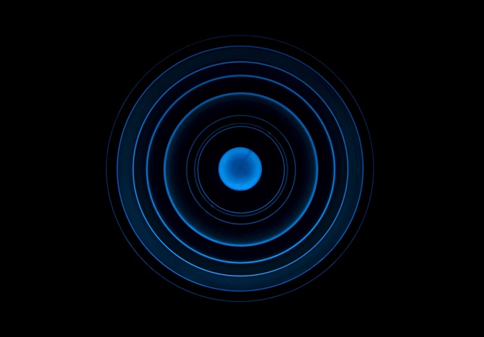 Blue concentric circles with glowing center