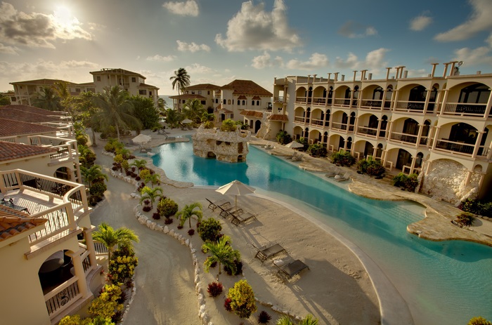 Resort with pool and buildings in Belize