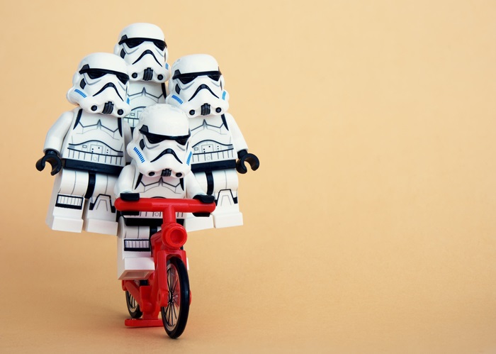 Lego Stormtroopers on a Red Bicycle 4K