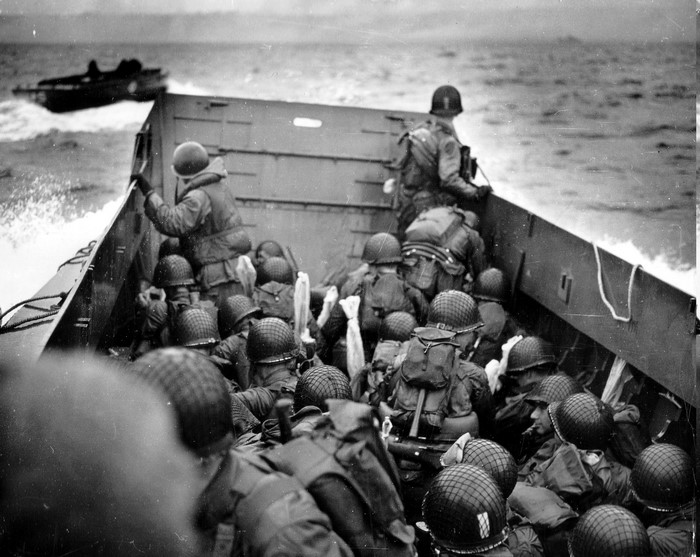 World War II Soldiers Landing at Omaha Beach