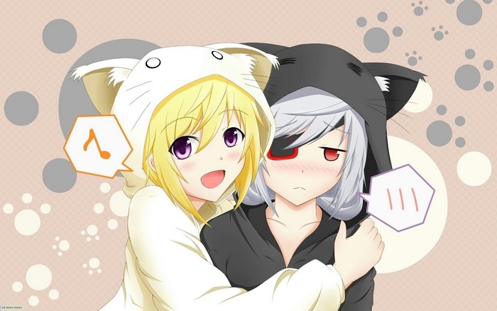 Anime girls in cat hoodies