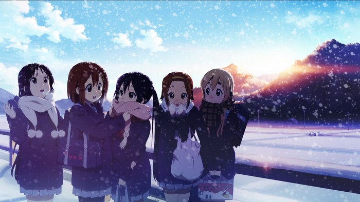 K-On! girls in winter scene