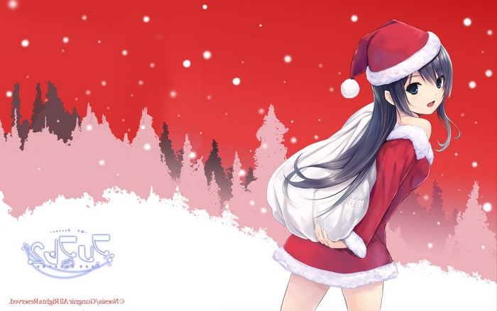 Shinozaki Sumire in Santa Outfit Carrying Sack