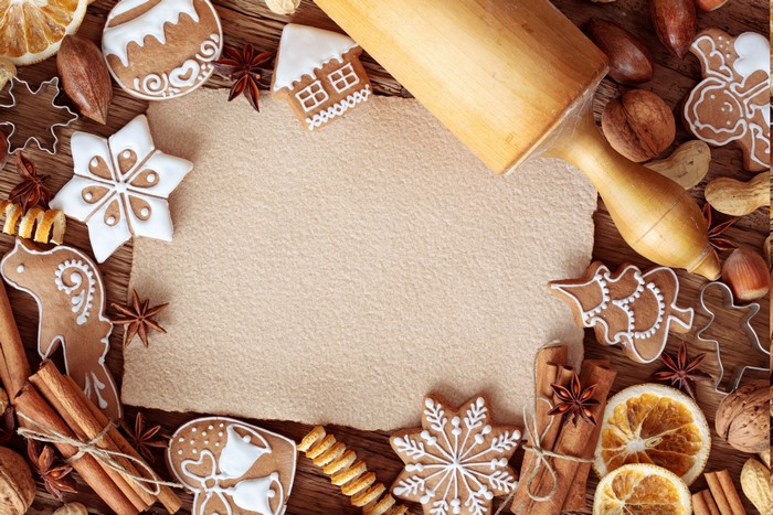 Christmas Cakes on Paper Table Sheet