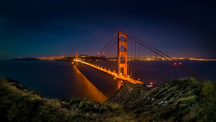 Golden Gate Bridge at night in San Francisco