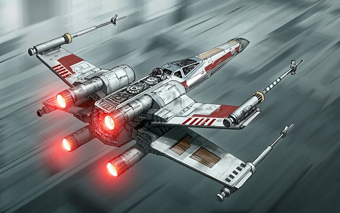 Star Wars X-Wing fighter in flight