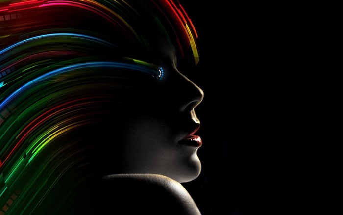 Abstract portrait of a woman with colorful streaks