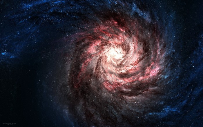Spiral galaxy with stars in deep space