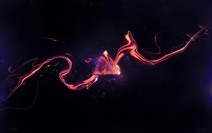 Glowing lava triangle with light trails