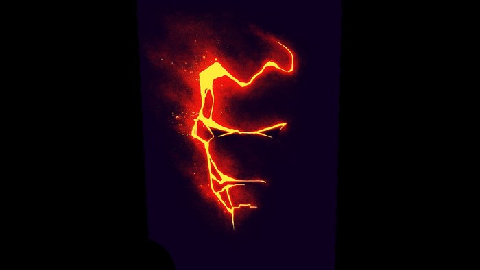 Iron Man abstract art with fire and smoke