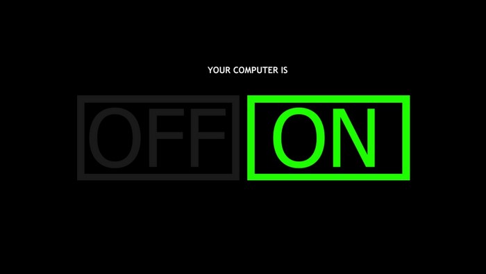 Computer is OFF or ON text