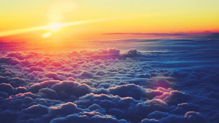 Sunrise over a sea of clouds