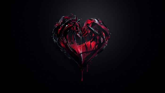 Abstract Red and Black Heart Artwork
