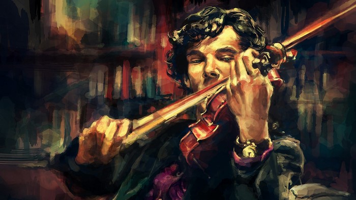Sherlock Holmes playing the violin