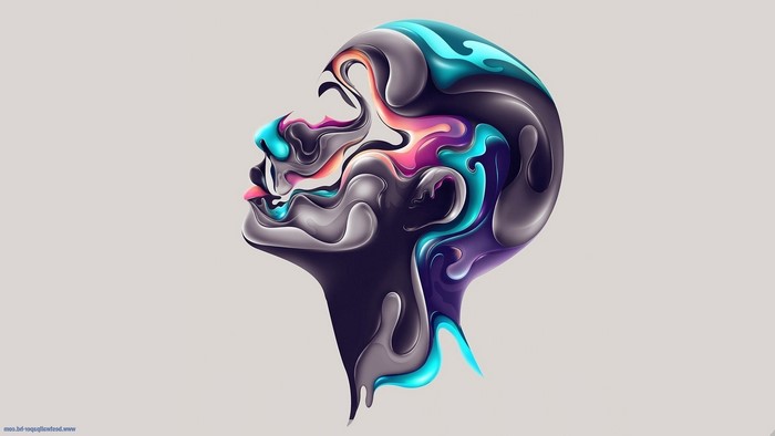 Abstract digital art of a distorted human face