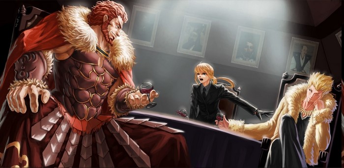 Fate/Zero Gilgamesh and Rider in a meeting