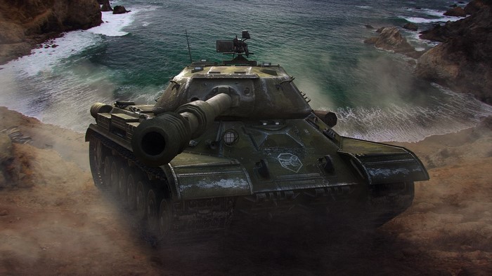 Tank from World of Tanks on a beach