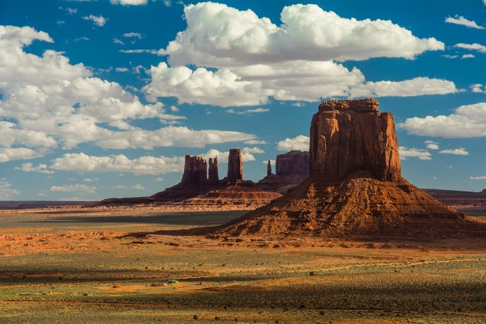 Monument Valley landscape with mesas and clouds