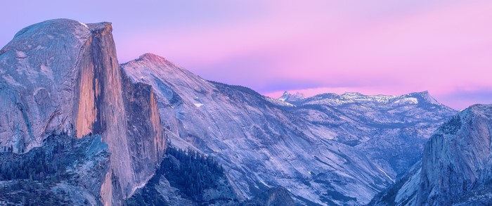 Half Dome mountain in Yosemite National Park at sunrise