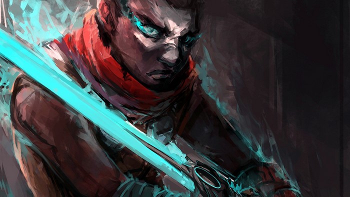 Ekko from League of Legends with a glowing sword