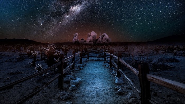 Desert landscape under the Milky Way