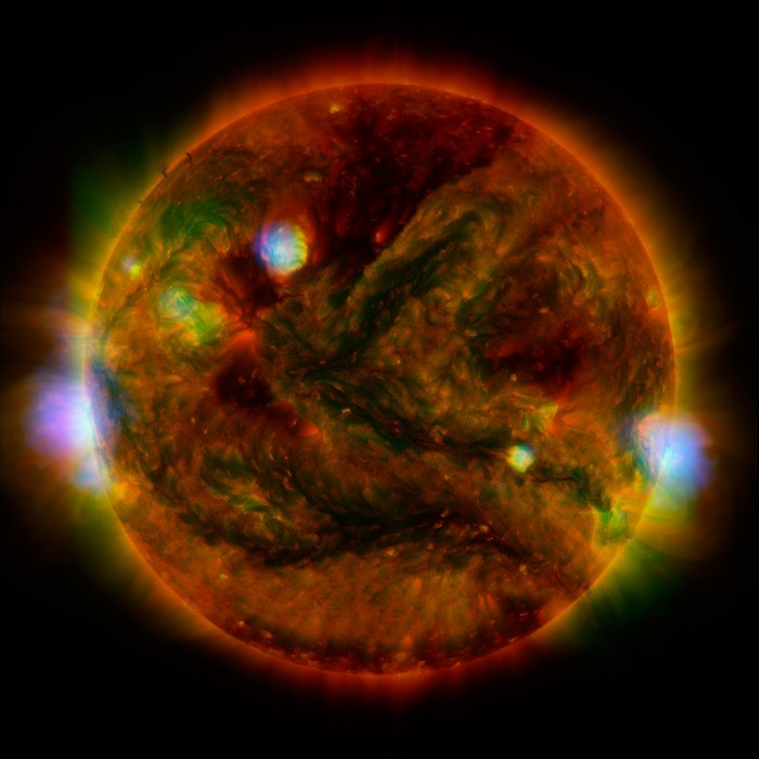 The Sun with solar flares