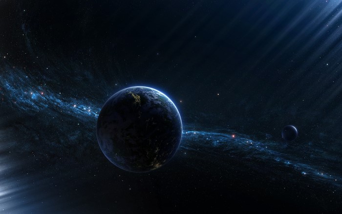 Earth and moon in the Milky Way galaxy