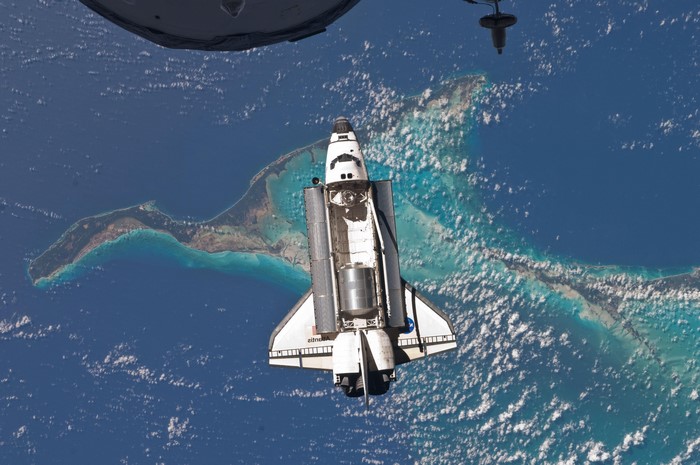 Space Shuttle Atlantis over the Bahamas