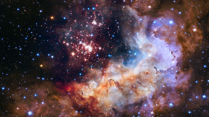 Star cluster and nebula in deep space