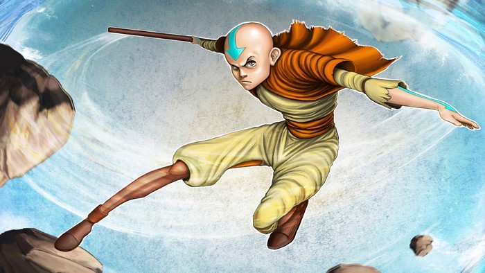Aang from Avatar: The Last Airbender using airbending