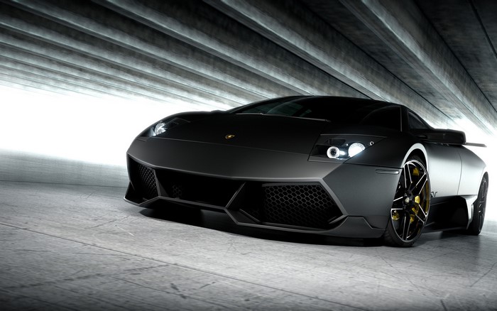 Black Lamborghini Murcielago in a tunnel