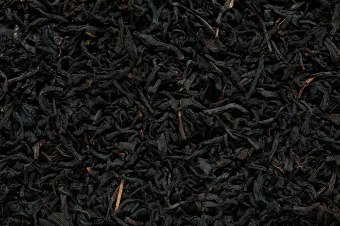 Close-up of dried black tea leaves